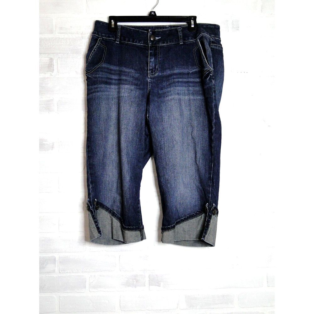Lane Bryant Jeans Womens 14 Blue Denim‎ Straight Leg Capri (35x20)